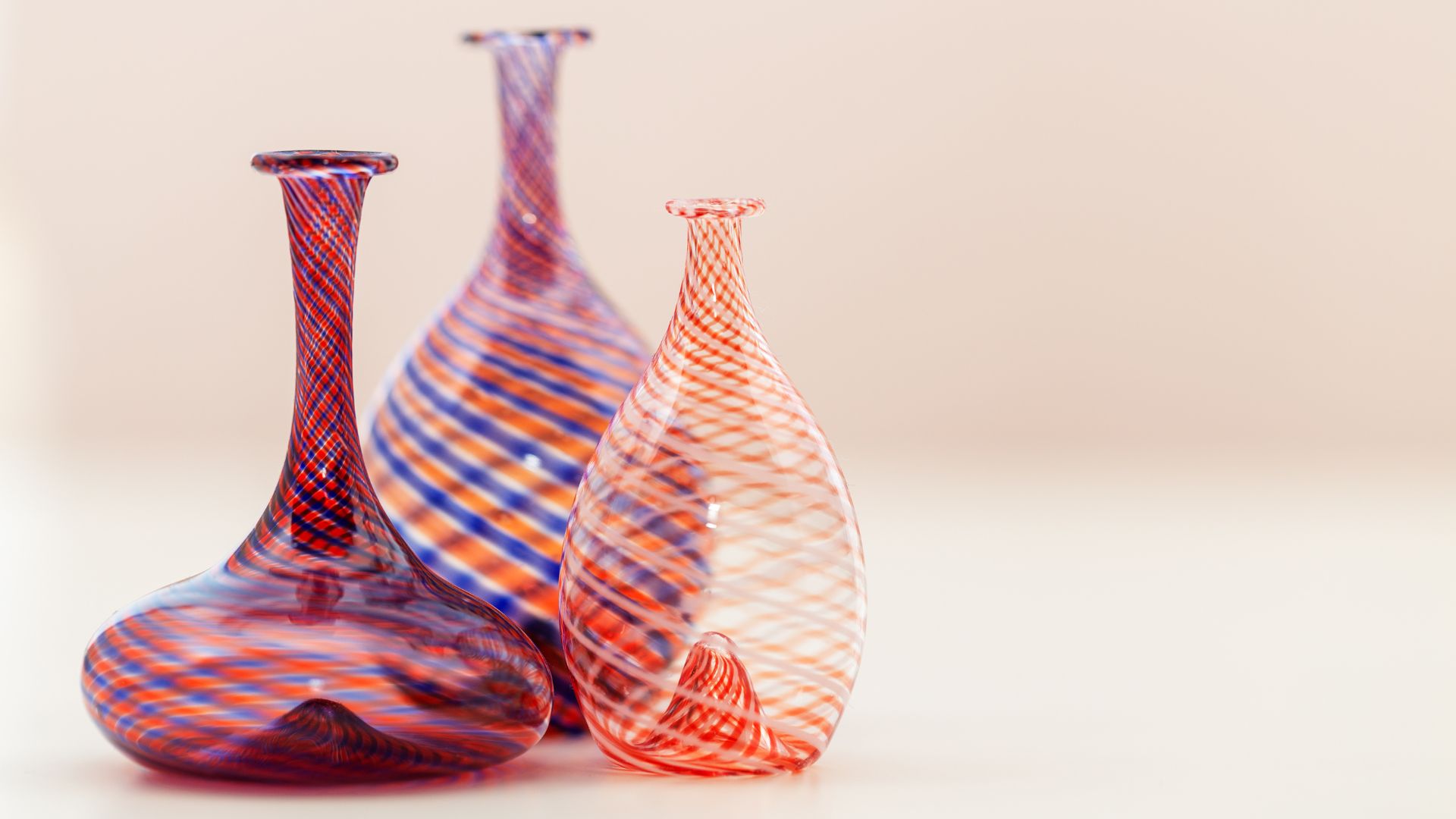 Des vases en cristal de Murano utilisé pour la décoration d'intérieur